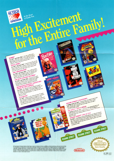 Hi Tech Expressions NES Games Flier scan - 1991