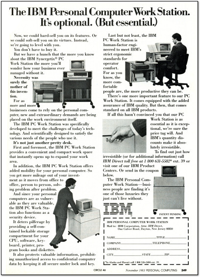 IBM Synergetix Personal Computer PC Work Station Ad -  1983