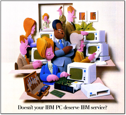 IBM PC Service Ad - Construction Paper Art - 1986