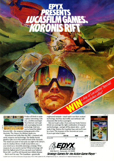 Lucasfilm Koronis Rift Advertisement - 1985