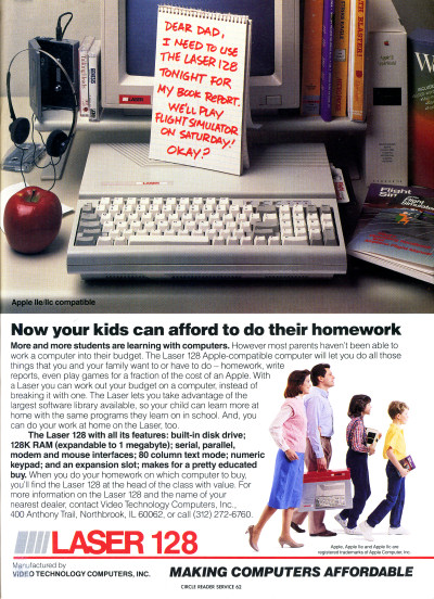 Laser 128 Apple II Compatible clone machine computer advertisement - 1987