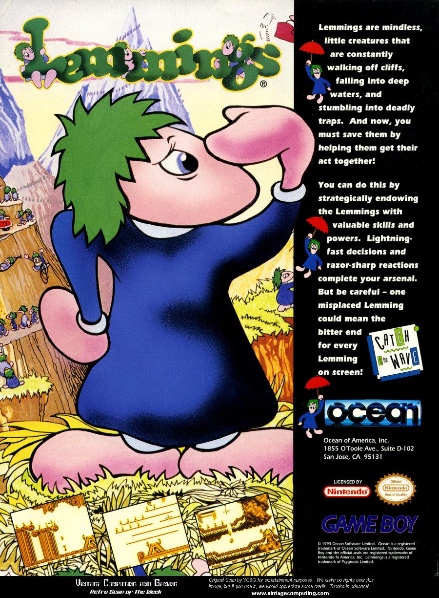 Noobs Review 4 :- Lemmings (Game Boy 1994) – Vintage is The New Old