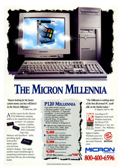 Micron Electronics Micron Millennia P120 PC clone advertisement - 1995
