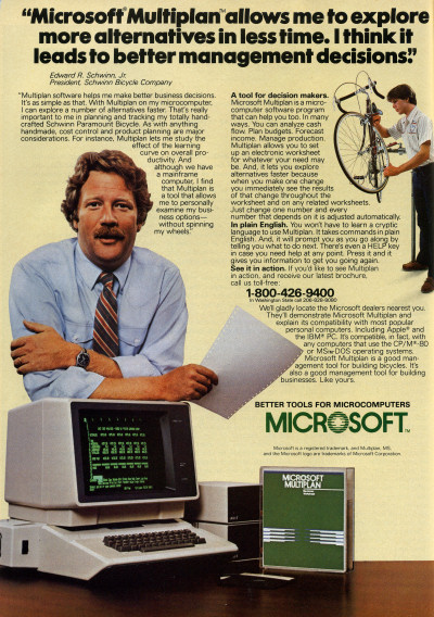 Microsoft Multiplan Apple II advertisement  - Personal Computing - 1983