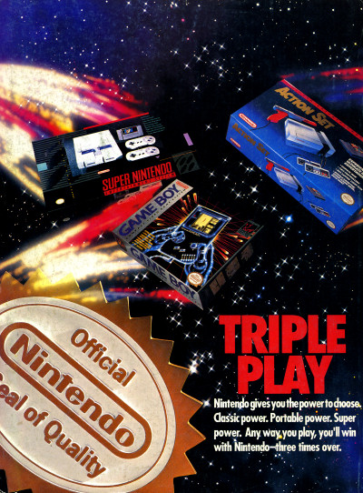Nintendo Triple Play Game Boy NES SNES Nintendo Power Ad - 1992