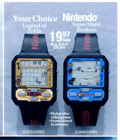 Nelsonic Nintendo Game Watches Zelda Watch Super Mario Bros. Watch Service Merchandise catalog advertisement - 1989