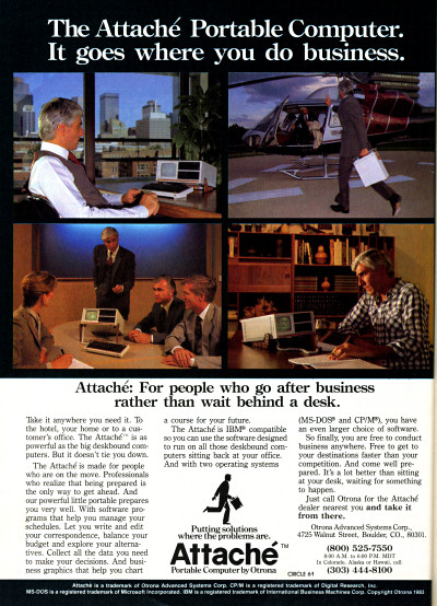 Otrona Attache AttachÃ© Portable Computer Ad - 1983