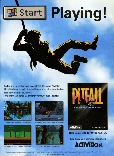 Pitfall Mayan Adventure Windows 95 PC Game advertisement - 1995