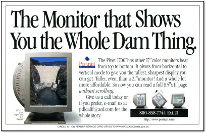 Portrait Display Labs Pivot 1700 Monitor Ad - 1997