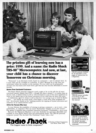 Radio Shack TRS-80 Model 1 Computer Christmas Family Christmas Morning Christmas Tree advertisement scan - 1978