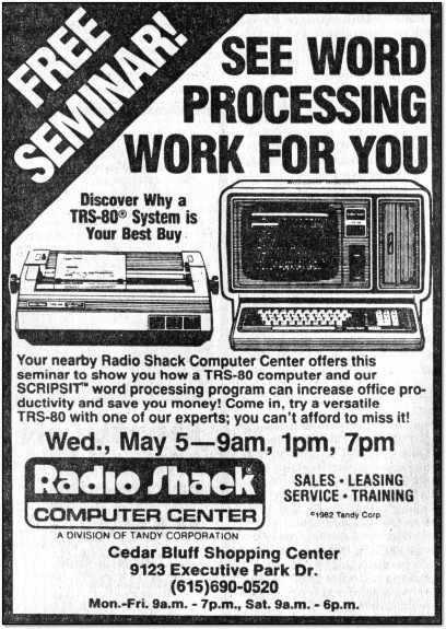 TRS-80 Word Processing Newspaper Ad - 1982