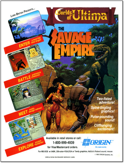 Origin Worlds of Ultima Savage Empire Ad - 1990