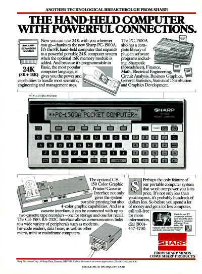 Sharp PC-1500A Pocket Computer - 1983