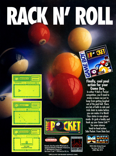Data East Side Pocket for Nintendo Game Boy ad - 1991