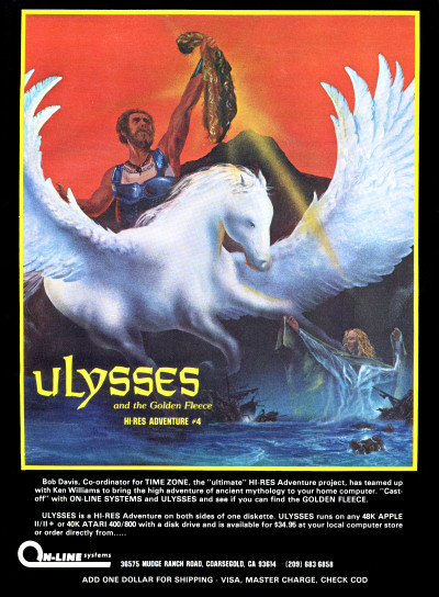 Sierra On-Line Systems Ulysses and the Golden Fleece HI-RES ADVENTURE #4 Adventure Game Apple II Atari 800 advertisement  - Compute - June 1982