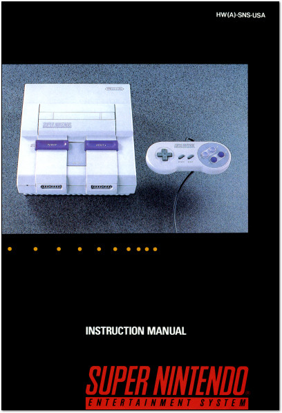 Super Nintendo Entertainment System - Super NES - SNES Instruction Manual Cover - 1991