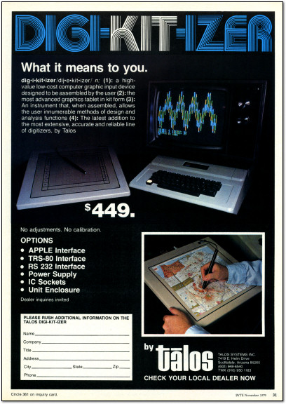 Talos Digi-Kit-Izer Digikitizer Ad - Byte 1979