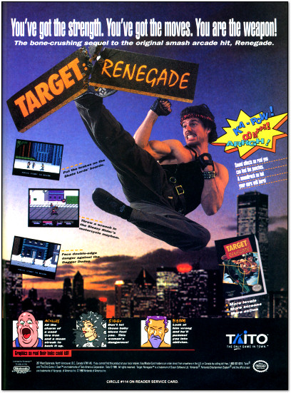 Target: Renegade Nintendo NES Game Ad - 1990
