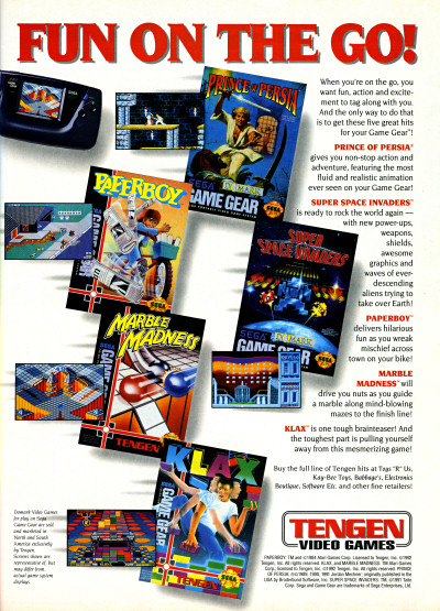 Tengen Sega Game Gear Games Group Ad - 1993