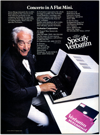 Victor Borge Verbatim Floppy Disk Ad - 1979