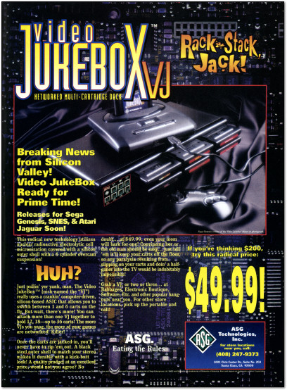ASG Video Jukebox VJ Dock for Sega Genesis Ad - 1994