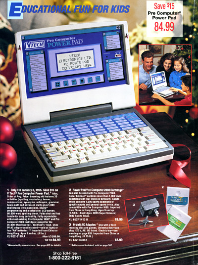 VTech PreComputer Power Pad JCPenney Christmas catalog xmas back cover - 1994