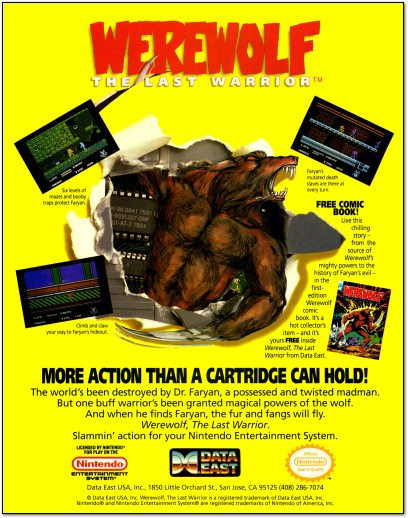 Werewolf: The Last Warrior NES Game Ad - 1991