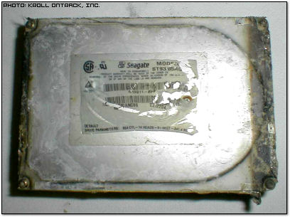 Damaged Space Shuttle Columbia Hard Disk Drive