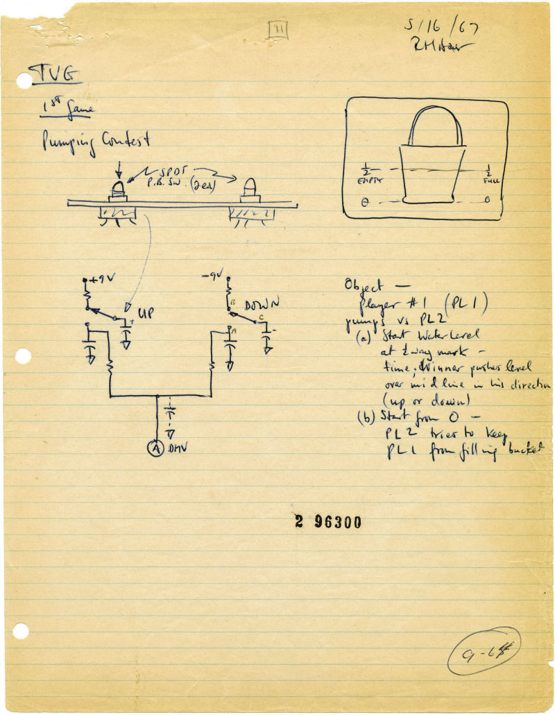 Ralph Baer Sanders Pumping Contest Pumping Game handwritten notes 1967