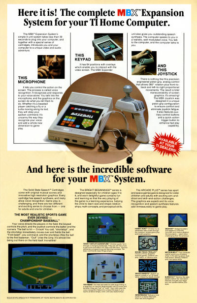 Milton Bradley MBX Flyer TI-99 Voice activated games 1983 side 2