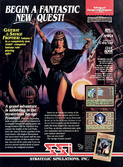 SSI AD&D Forgotten Realms Gold Box Gateway to the Savage Frontier RPG sexy sorceress legs advertisement scan - 1991