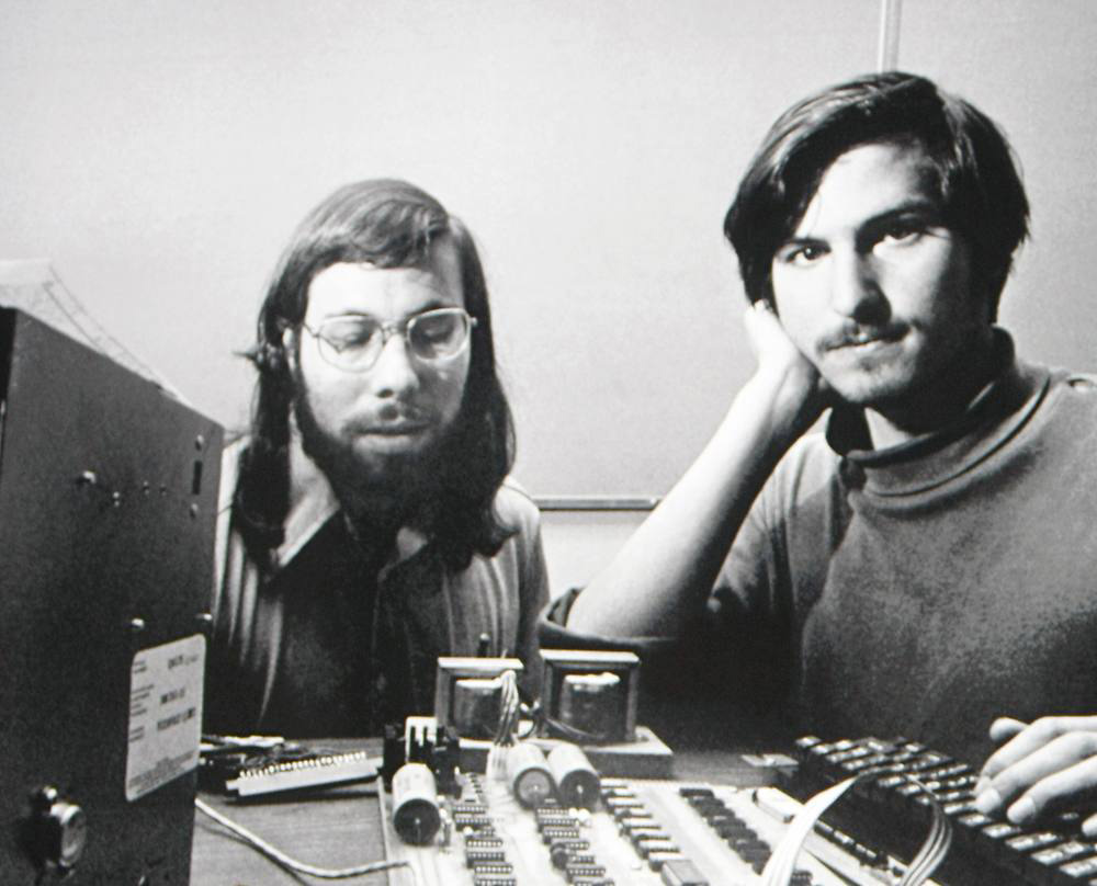 Steve Wozniak and Steve Jobs with an Apple I