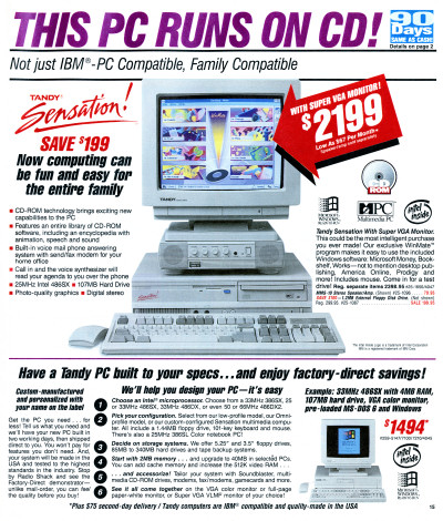 Radio Shack Tandy Sensation PC WinMate Advertisement Flier Flyer scan - 1993